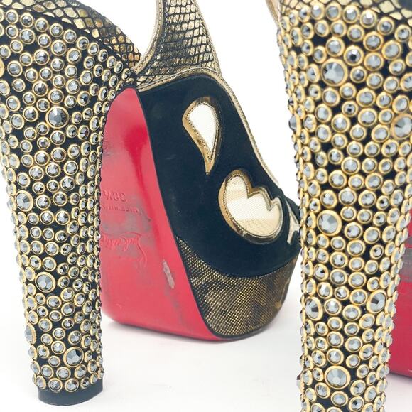 Christian Louboutin Multicolor Suede Lame Miralep 140 Pumps Platforms EU 38.5 - Picture 8 of 11